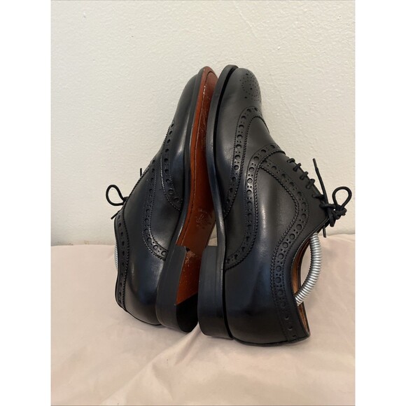 G.H. Bass Men\'s Hoboken Monogram Wingtip Brogue Detail Oxfords, Black- Size 9M